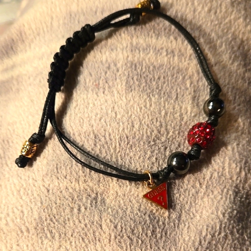 Guess Black and Red Beaded Bracelet